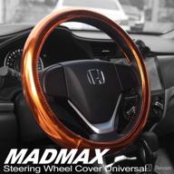 🚗 madmax universal steering wheel cover - 14.5 inches pu leather, glossy finish, soft padding, durable & odorless synthetic leather, comfort grip handle логотип