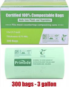 img 3 attached to Primode 100% Compostable Bags, 3 Gallon Food Scraps Yard Waste Bags, 300 Count, Extra Thick 0.71 Mil. ASTMD6400 Compost Bags Small Kitchen Trash Bags, Certified By BPI And TUV