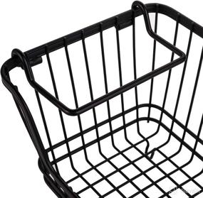 img 2 attached to 🧺 Bekith 2 Pack Stackable Metal Wire Utility Storage Basket: Black Pantry & Cabinet Organizer Bin with Handles