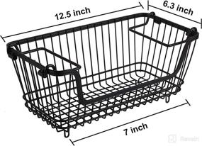 img 1 attached to 🧺 Bekith 2 Pack Stackable Metal Wire Utility Storage Basket: Black Pantry & Cabinet Organizer Bin with Handles