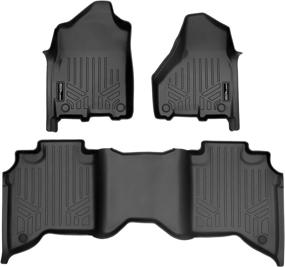img 4 attached to 🔥 SMARTLINER Custom Fit Floor Mats 2 Row Liner Set Black for 2019-2022 Ram 2500 Crew Cab with 2nd Row Bucket Seats: Ultimate Protection and Style!