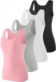 img 4 attached to 4-Pack Women'S Slim-Fit AMVELOP Elastic Tank Tops | Undershirts For Comfort & Style