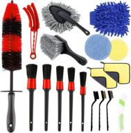 🧽 complete 18-piece auto car detailing brush set - ideal car cleaning tools kit with extended rim brush, detail brushes, vent brush, polishing pads, wash mitt, towels for effortless cleaning of wheels, dashboard, engine, carpet, and air vents логотип