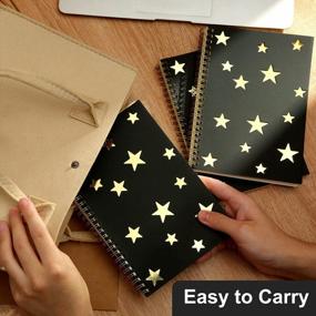 img 1 attached to CAGIE A5 Black Spiral Notebook College Ruled 3 Pack Journal For Women Spiral Bound With Star-Shaped Cutout Cover 480 Pages Small Spiral Notebook 5X7 Aesthetic Notebooks For Note Taking School Office Supplies