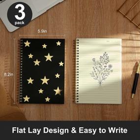 img 3 attached to CAGIE A5 Black Spiral Notebook College Ruled 3 Pack Journal For Women Spiral Bound With Star-Shaped Cutout Cover 480 Pages Small Spiral Notebook 5X7 Aesthetic Notebooks For Note Taking School Office Supplies