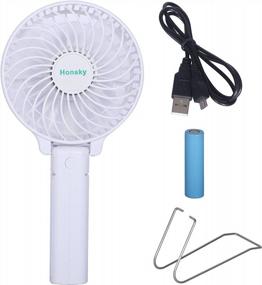img 4 attached to Honsky Handheld Fan: Portable, Battery-Operated Desk Fan With 3 Speeds, Perfect For Home, Office, And Outdoor Use!