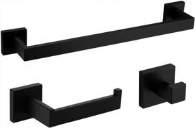 img 4 attached to Upgrade Your Bathroom Style With VELIMAX Premium Stainless Steel 3-Piece Set In Matte Black