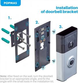 img 1 attached to POPMAS Metal Angle Mount Adapter Kit For Ring Wi-Fi Video Doorbell - Adjustable (-45 To +45 Degrees) Mounting Bracket For Ring 1, 2, 3, And 4 Models (Doorbell NOT Included)