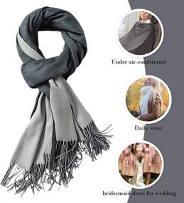 img 2 attached to 🧣 Ultimate Coziness: Cashmere Feel Warm Tone Shawl - A Must-Have Women's Accessory from Scarves & Wraps