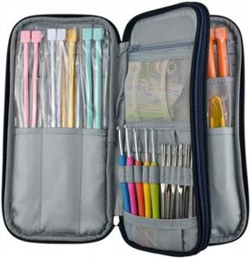 img 2 attached to Portable Knitting Needles And Crochet Hooks Organizer With Zipper, Web Pocket, And Holder Slots - Ideal For Traveling - Katech Knitting Needles Case For All Your Knitting Accessories