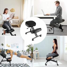 img 1 attached to Himimi Kneeling Chair Ergonomic For Office, Height Adjustable Stool With Thick Foam Cushions For Home And Office - Improve Posture To Relieve Neck & Back Pain, New Upgraded Pneumatic Pump