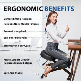 img 3 attached to Himimi Kneeling Chair Ergonomic For Office, Height Adjustable Stool With Thick Foam Cushions For Home And Office - Improve Posture To Relieve Neck & Back Pain, New Upgraded Pneumatic Pump