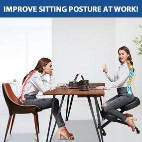 img 2 attached to Himimi Kneeling Chair Ergonomic For Office, Height Adjustable Stool With Thick Foam Cushions For Home And Office - Improve Posture To Relieve Neck & Back Pain, New Upgraded Pneumatic Pump