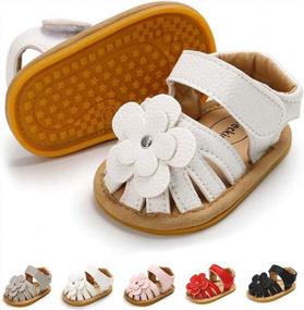 img 4 attached to Infant Baby Girl Boy Sandals Comfort Premium Summer Outdoor Casual Beach Shoes W/ Flower Bowknot Anti Slip Rubber Sole Newborn Toddler Prewalker First Walking Shoes