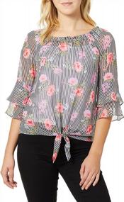 img 2 attached to Chic & Trendy: AGB Women'S Off The Shoulder Tie-Front Top For Fashion-Forward Women