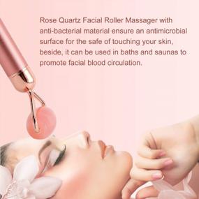 img 1 attached to 2-IN-1 Electric Jade Roller Massager Facial Roller & Face Massager, Rose Quartz