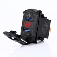 🔌 rocker switch style charger red voltmeter with quick charge 3.0 and dual usb ports for boats, polaris, rzr 1000, ranger, mobile home, rv, can am spyders, can am maverick, can am sxs, golf cart - switchtec логотип