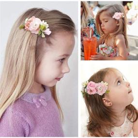 img 1 attached to 🌸 Hipcheer Flower Girl Hair Clip Set - 6pcs Floral Hair Bows Accessories for Baby Girl, Toddles, Teen, and Women - Great Gifts in Pink