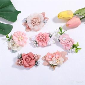 img 3 attached to 🌸 Hipcheer Flower Girl Hair Clip Set - 6pcs Floral Hair Bows Accessories for Baby Girl, Toddles, Teen, and Women - Great Gifts in Pink