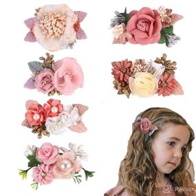 img 4 attached to 🌸 Hipcheer Flower Girl Hair Clip Set - 6pcs Floral Hair Bows Accessories for Baby Girl, Toddles, Teen, and Women - Great Gifts in Pink