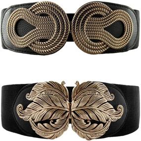 img 4 attached to VOCHIC Vintage Interlock Elastic Stretchy Women's Accessories - Belts