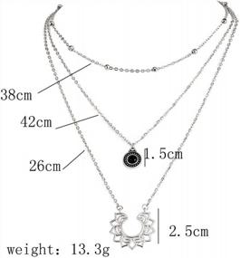 img 1 attached to Boho Layered Necklace With Moon And Map Pendant For Women And Girls - Edary Jewelry