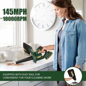 img 1 attached to TECCPO Cordless Blower/Sweeper, 20V 2.0Ah Lithium Battery, Fast Charger, 145MPH, 18000RPM, Dust Bag, Electric Blower For Blowing Dust, Small Trash, Car, Computer Host, Hard-To-Clean Corner