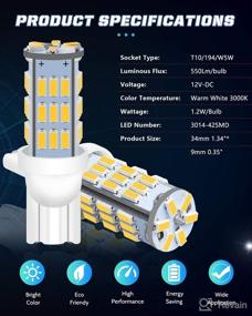 img 2 attached to 🔆 ALOPEE 921 LED Bulb Bright Warm White - T10 LED Bulb 42SMD 3014Chip for RV LED Lights Interior - Pack of 20