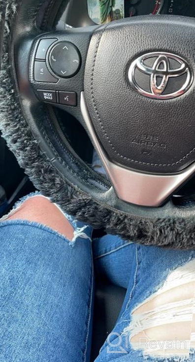 img 1 attached to Upgrade Your Car With Zone Tech'S Plush Black Sheepskin Steering Wheel Cover For Maximum Comfort And Protection review by Chase Arellano