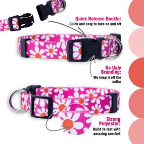 img 1 attached to Native Pup Flower Dog Collar: Adjustable Sizes for Small, Medium, Large Dogs - Cute Girl Female Summer Spring Designer Puppy Accessories: Pink Floral & Blue Daisy Rose - Pretty Essentials for Enhanced Style