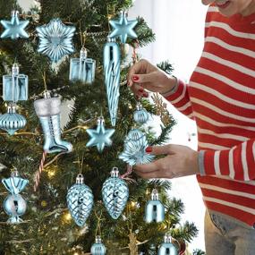 img 2 attached to Illuminate Your Holidays With Shatterproof Blue Christmas Ornaments - 63Ct Set For Tree Decor And Festive Parties
