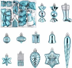 img 4 attached to Illuminate Your Holidays With Shatterproof Blue Christmas Ornaments - 63Ct Set For Tree Decor And Festive Parties
