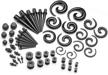 ultimate piercing kit with 56pcs of acrylic tapers in 12g-00g sizes, screw tunnels, plugs with o rings, and spiral tapers gauge kit from piercingj logo