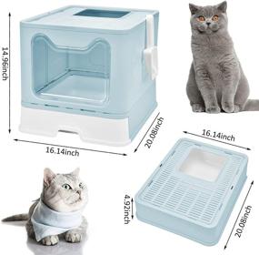 img 3 attached to 🐱 Panghuhu88 Blue Foldable Cat Litter Box with Top Entry Lid - Large Enclosed Cat Toilet, Easy-Clean Drawer Type Cat Litter Pan (20" L x 16" W x 15" H), Includes Cat Litter Scoop