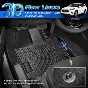 img 3 attached to 🚗 Cartist Custom Fit Floor Mats Toyota Highlander 2020-2022 (Not Hybrid) - 7 Seats, All Weather, 3 Row TPE, 2nd Row Bench/ Bucket Seats