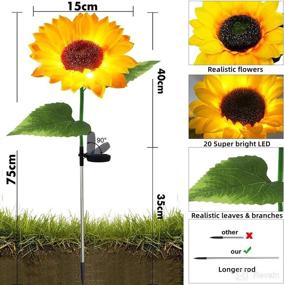 img 2 attached to 🌻 Forlivese Outdoor Solar Powered Sunflower Lights - Decorative Garden Stakes - LED Pathway Solar Decor Lights - Solar Flowers for Garden, Patio, Lawn, Yard, Porch, Walkway - 2 Pack