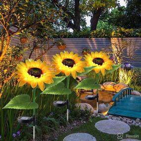 img 1 attached to 🌻 Forlivese Outdoor Solar Powered Sunflower Lights - Decorative Garden Stakes - LED Pathway Solar Decor Lights - Solar Flowers for Garden, Patio, Lawn, Yard, Porch, Walkway - 2 Pack