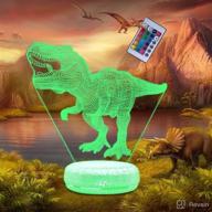 🦖 rechargeable 3d dinosaur night light, cordless t-rex lamp, illusion dino nightlight for kids, multi color nightlamp with remote control, dinosaur toys gifts for boys girls (16 colors) логотип