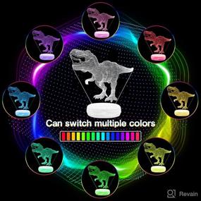 img 1 attached to 🦖 Rechargeable 3D Dinosaur Night Light, Cordless T-Rex Lamp, Illusion Dino Nightlight for Kids, Multi Color Nightlamp with Remote Control, Dinosaur Toys Gifts for Boys Girls (16 Colors)