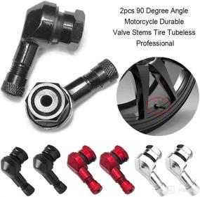 img 1 attached to 🔧 2PCs 90 Degree Angled Tire Valve Caps: Universal Extenders for Car, Motorcycle, Bike, and Scooter