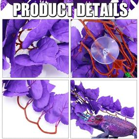 img 2 attached to 🌿 Realistic Reptile Plants: 5-Piece Set of Artificial Terrarium Leaves | Plastic Hanging Fish Tank Décor | Simulated Habitats for Hermit Crab, Geckos & Snakes | with Suction Cups