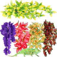 🌿 realistic reptile plants: 5-piece set of artificial terrarium leaves | plastic hanging fish tank décor | simulated habitats for hermit crab, geckos & snakes | with suction cups logo