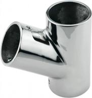 marine-grade handrail fitting: 316 stainless steel polished deck hand tee with 60° angle for 1-1/4 inch boat tube/pipe - solid and durable design, sold individually logo