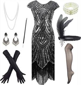 img 4 attached to Step Back In Time With FUNDAISY'S 1920S Roaring Flapper Dress And Accessory Set