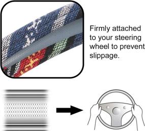 img 1 attached to Ковер на рулевое колесо Copap 15 дюймов Baja Blanket в этническом стиле из плетеной ткани – Подходит для большинства автомобилей – Синяя и красная грубая льняная ткань