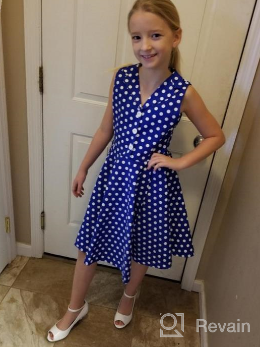 img 1 attached to BlackButterfly Kids 'Holly': Vintage Polka Dot 50's Girls Dress in Classic Style review by Hartman Hernandez