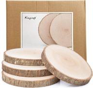 rustic charm: kingcraft 4-pack of large natural wood slices for wedding and party decor logo