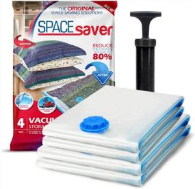 img 4 attached to Space-Saving Vacuum Storage Bags Variety Pack - Save 80% Space For Clothes, Comforters, Bedding, And Clothing - Compression Seal For Closet And Travel Storage - 4 Pack With 2 Large And 2 Jumbo Bags