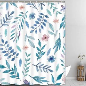 img 4 attached to Transform Your Bathroom Into A Tropical Oasis With Alishomtll'S Blue Green Floral Shower Curtain - Waterproof And Comes With 12 Hooks!