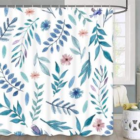 img 3 attached to Transform Your Bathroom Into A Tropical Oasis With Alishomtll'S Blue Green Floral Shower Curtain - Waterproof And Comes With 12 Hooks!